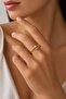 Gold Color Zircon Stone Tiffany Model Square Women's Ring - 2