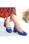 Jecci Blue Skin Heeled Shoes - 4