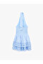 Cotton Gipeli Layered Flounce Mini Scallop Halter Neck Dress - 4