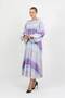 Purple Aurora Gradient Patterned Balloon Sleeve Blouse and Flared Long Skirt Two-Piece Set Tns-9005 - 2