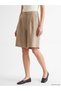 Lcwaikiki Classic Beige High Waist 100% Linen Women's Pleated Shorts - 2