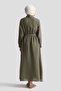 Linen Dress with Embroidery Detail Khaki - 6