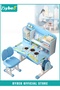 Enlarged Kids Table and Chair Set, Kid Study Table, Multifunctional Children's Reading Study Activity Desk, Ergonomic Toddler Chairs, with Sitting Posture Corrector, Storage Drawer, Bookcase, Reading