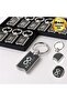 10 custom metal keychains with your logo, 2118 single-sided laser engraved, black accents