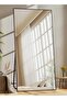 مرآة كبيرة جدًا بتصميم أنيق 180 × 80 سم - إطار معدني أسود وحامل خلفي - 4