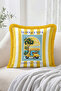 La Dolce Vita Written Lemon, Palm Tree and Scooter Patterned 4-Piece Fringed Throw Pillow Cover Set - 5