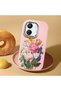Redmi 13C Compatible Case Camera Protector Pink Silicone Couple Phone Case with Floral Pattern - 2