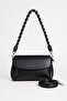Women's Valeria Multi-Compartment Soft Leather Look Black Shoulder and Crossbody Bag with Adjustable Strap - 3