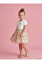 White Crew Neck Hello Kitty Printed Girls' Dress