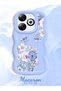 Infinix Smart 8 Pro Compatible Case Camera Protector Blue Silicone Couple Phone Case Floral Pattern - 2
