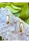 Gold Luxury Princess Cut Zircon Stainless Steel Earrings - 3