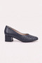 Women's Navy Blue Braided Genuine Leather Heeled Shoes, Size 35-41 - 5