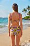 4627 Yellow Purple Underwire Gathering Bikini Set - 2