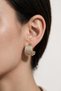 Women's Gold Color Stone Multi-Row Curved Hoop Bijouterie Earrings