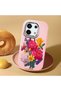 Redmi Note 13 Pro 5g Compatible Case with Camera Protection Pink Silicone Couple Phone Case with Floral Pattern - 2