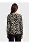 Original Oval Collar Patterned Blouse - 4