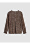 Original Oval Collar Patterned Blouse - 6