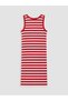 Lcw Kids Red Striped Ribbed Girls' Dress - 5