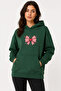Ribbon Printed Hooded 2 Thread Threaded Sweatshirt