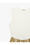 Cotton Sleeveless Crew Neck Color Block A-Line Long Dress - 3