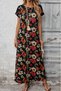 Women's Short Sleeve Crew Neck Floral Print Long Single Jersey Dress - 2