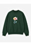 Floral Print Detailed Crew Neck Ribbed 2 Thread Sweatshirt