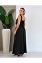 Women's Strappy Deep V-Neck Slit Long Dress - 3