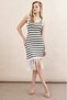 Women's Sleeveless Skirt Tassel Line Pattern Knitwear Dress - 4