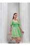 Women's Green Gipeli Back Detailed Mini Chiffon Dress Nj178