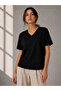 Women's V-Neck Basic T-Shirt Short Sleeve Summer Regular Fit T-Shirt - Black - 2