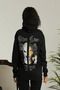 Back Printed Oversize Three Thread Hooded Sweatshirt - Black - 2
