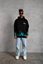 Men's three-thread cotton flame print hooded sweatshirt - black - 4