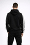 Men's Striped Hooded Sweatshirt Oversized 3 Thread Cotton - Black - 4