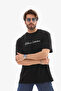 Unisex Crew Neck Printed Oversize T-Shirt - Black - 3