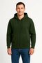 Men's Three Thread Hooded Full Zipper Kangaroo Pocket Sweatshirt Hoodie - Khaki - 4