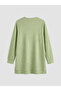 Green Crew Neck Women's Ribbed Tunic - 2