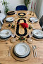 14 Piece Jute Knitted 6-Person Supla Runner Table Set with Coasters and Basket - 6