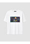 White Relax Fit Crew Neck Printed Men's T-Shirt - 5