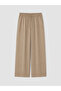 Ozmarka New Season Beige Large Size Linen Blend Women's Trousers - 3