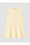 Yellow Crew Neck Peplum Blouse