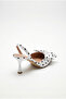 Women's White Polka Dot Patterned Bow Detailed Thin Heeled Slingback Stiletto 50021010 - 3