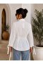Women's White Waist Detailed Tie-Sleeve Shirt - 2