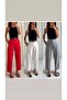 Women's High Waist Fabric Trousers - 2