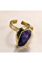 Natural Amethyst Stone Adjustable Women's Ring – Gold Color Textured Design - 3