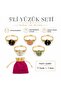 5-Piece Natural Stone Adjustable Women's Ring Set – Gold Color Wire Wrap and Gift Pouch - 4