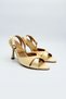 Linda Cream Satin Ankle Belt Detailed Cross-Strapped Women's Thin Heeled Shoes - 4