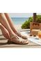 K147-09 Women's Genuine Leather Blunt Toe Casual Heeled Sandals