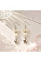Bow Star Dangle Earrings |   Cream Heart Beaded Coquette Y2K Aesthetic Minimal Women's Earrings - 4
