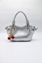 Women's Silver Knot Detailed Crossbody Hand and Shoulder Bag with Cherry Charm Accessory - 2