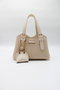Women's Cream Crossbody Hand and Shoulder Bag with Front Accessory Detail and Charm Accessory - 2